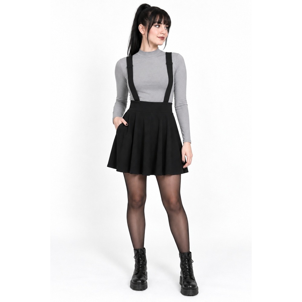 Hot Topic Black Suspender Circle Skirt M Witchy Schoolgirl Goth Preppy Academia